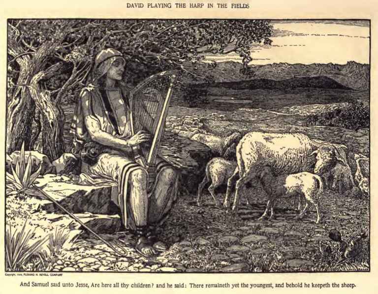 David Playing The Harp In The Fields Louis Rhead The Psalms Of David